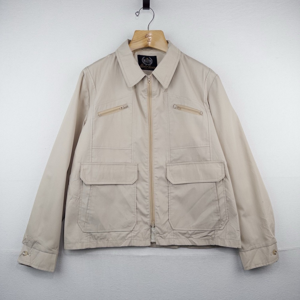 80's Vtg Aberdeen Men's M Tan Lightweight Field Jacket Full Zip Pockets